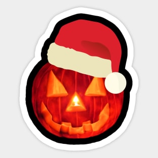 Halloween Jack O Lantern Wearing Santa Hat T-shirt Sticker